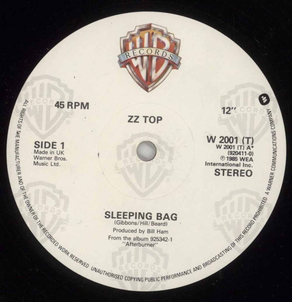 ZZ Top Sleeping Bag UK 12" vinyl single (12 inch record / Maxi-single) ZZT12SL404945