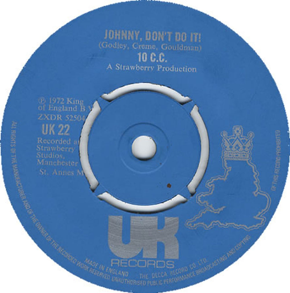 10cc Johnny, Don't Do It! UK 7" vinyl single (7 inch record / 45) UK22