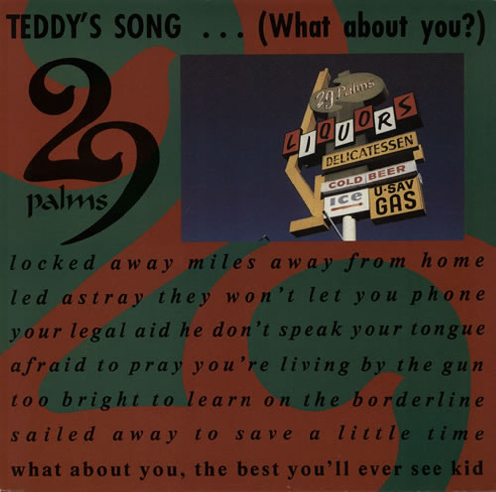 29 Palms Teddy's Song... [What About You?] - 7" + 12" Set UK 12" vinyl single (12 inch record / Maxi-single) EIRS/ST156