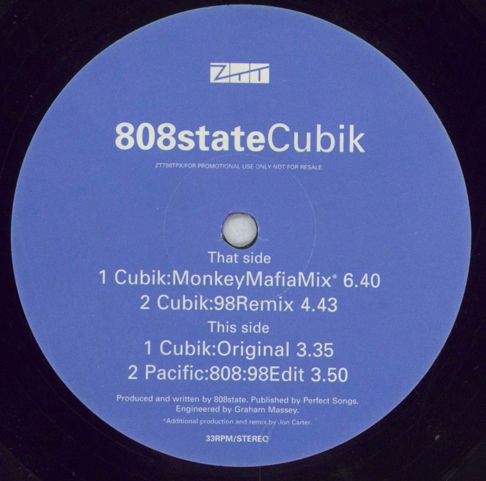 808 State Cubik UK Promo 12" vinyl single (12 inch record / Maxi-single) 80812CU826990