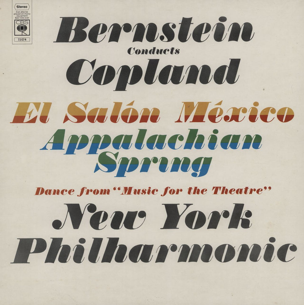 Aaron Copland Bernstein conducts Copland UK vinyl LP album (LP record) 72074