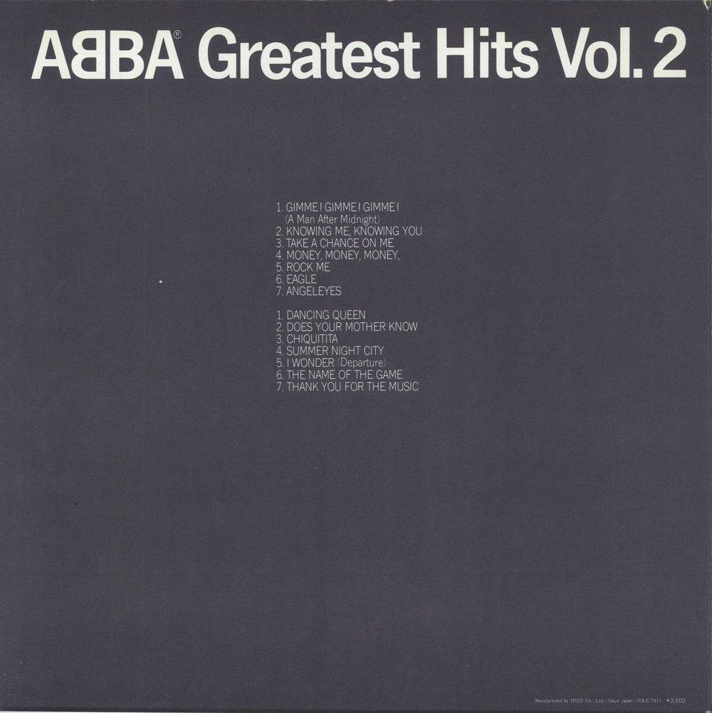 Abba Greatest Hits Vol. 2 + Obi & Flyer Japanese vinyl LP album (LP record)