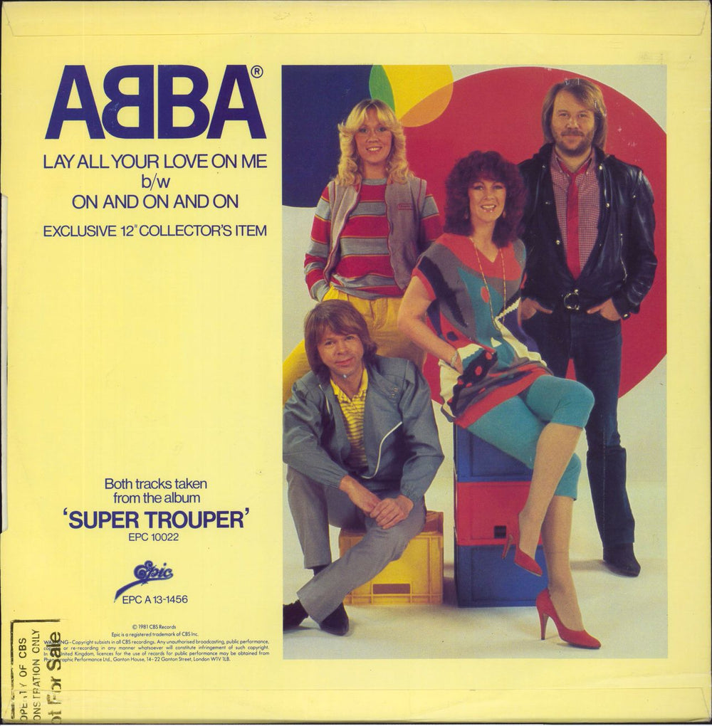 Abba Lay All Your Love On Me - Gold stamped UK 12" vinyl single (12 inch record / Maxi-single)