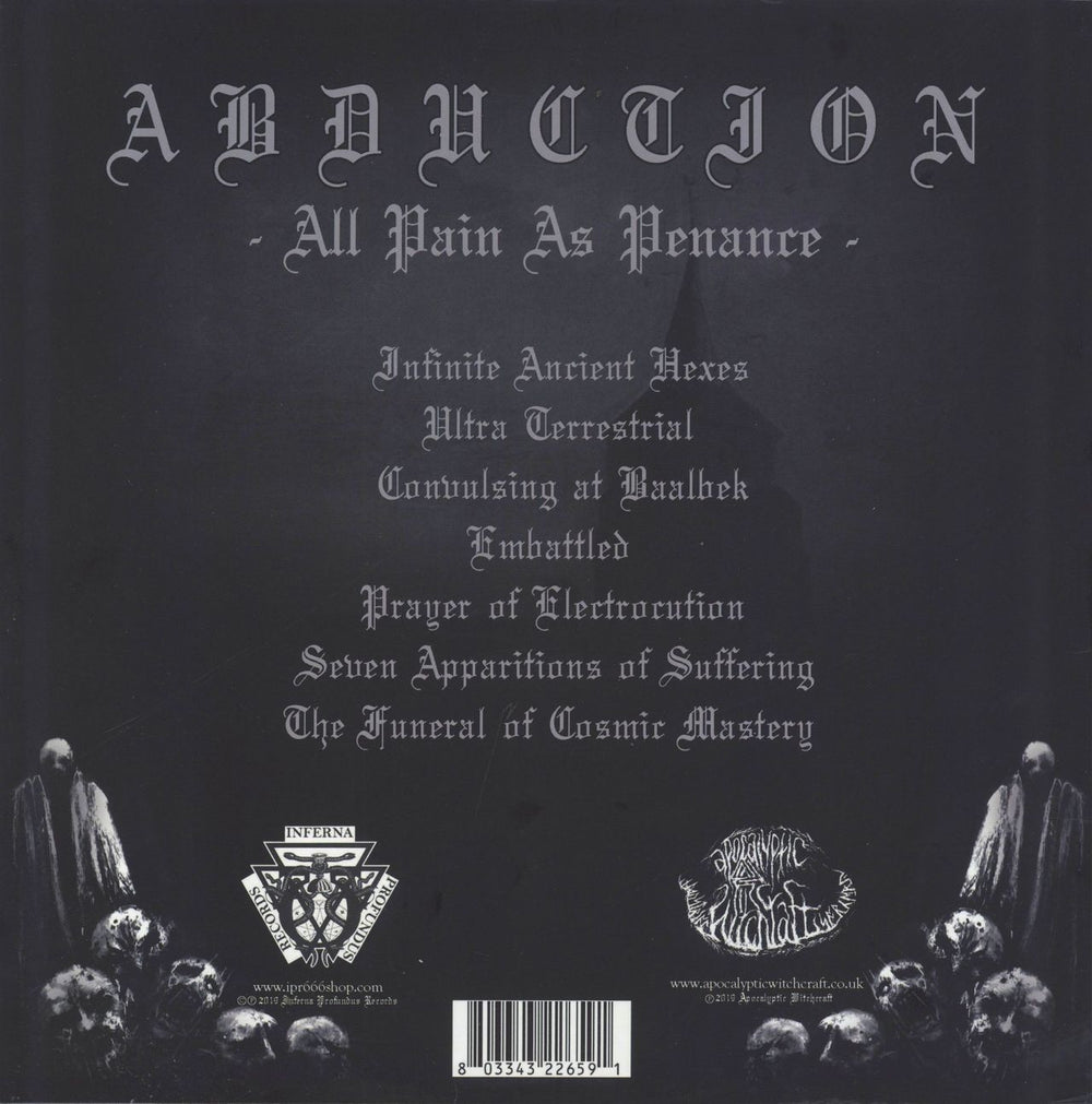 Abduction All Pain As Penance Lithuanian vinyl LP album (LP record) 803343226591