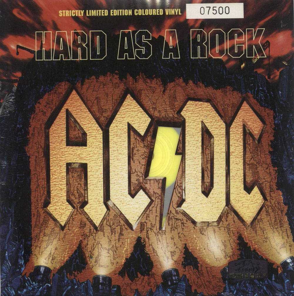 AC/DC Hard As Rock - Yellow Vinyl - Sealed UK 7" vinyl single (7 inch record / 45) A4368X