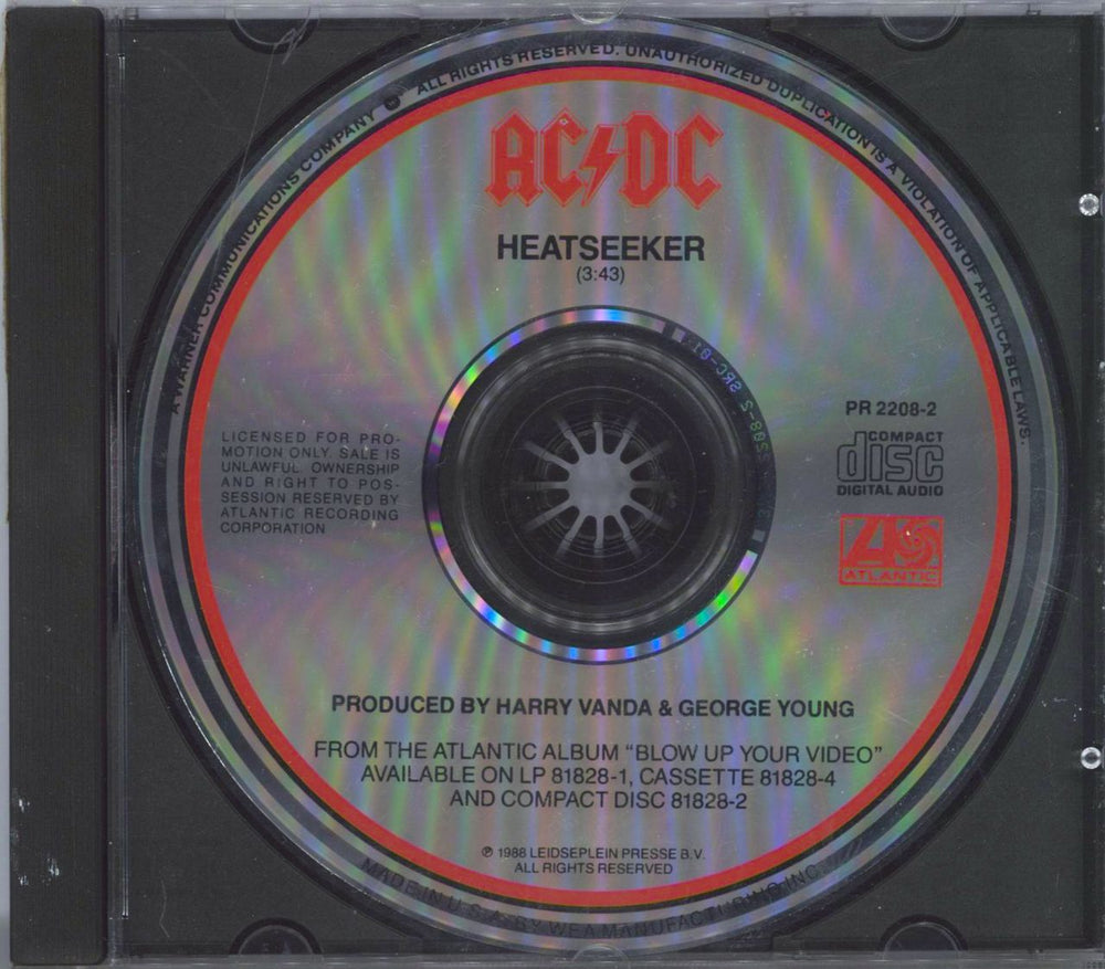 AC/DC Heatseeker US Promo CD single (CD5 / 5") PR2208-2