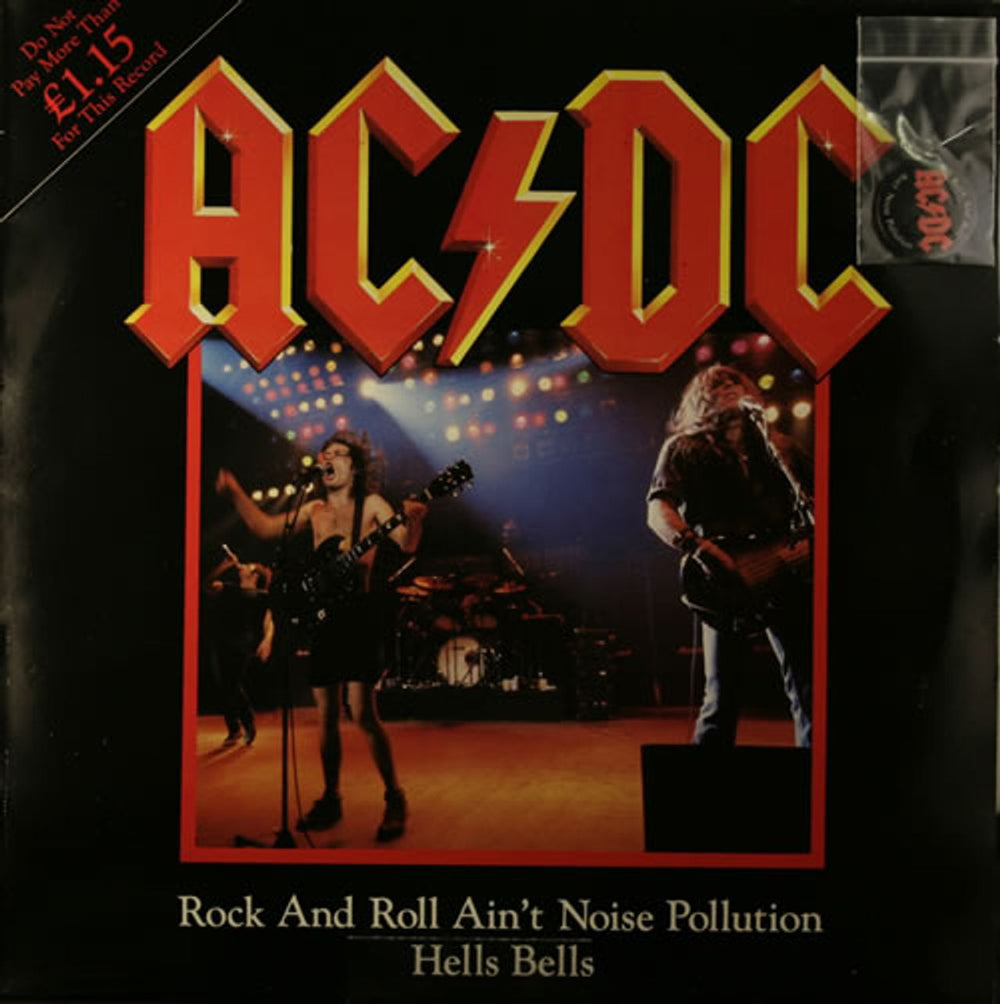 AC/DC Roll & Roll Ain't Noise Pollution + Badge UK 12" vinyl single (12 inch record / Maxi-single) K11630T