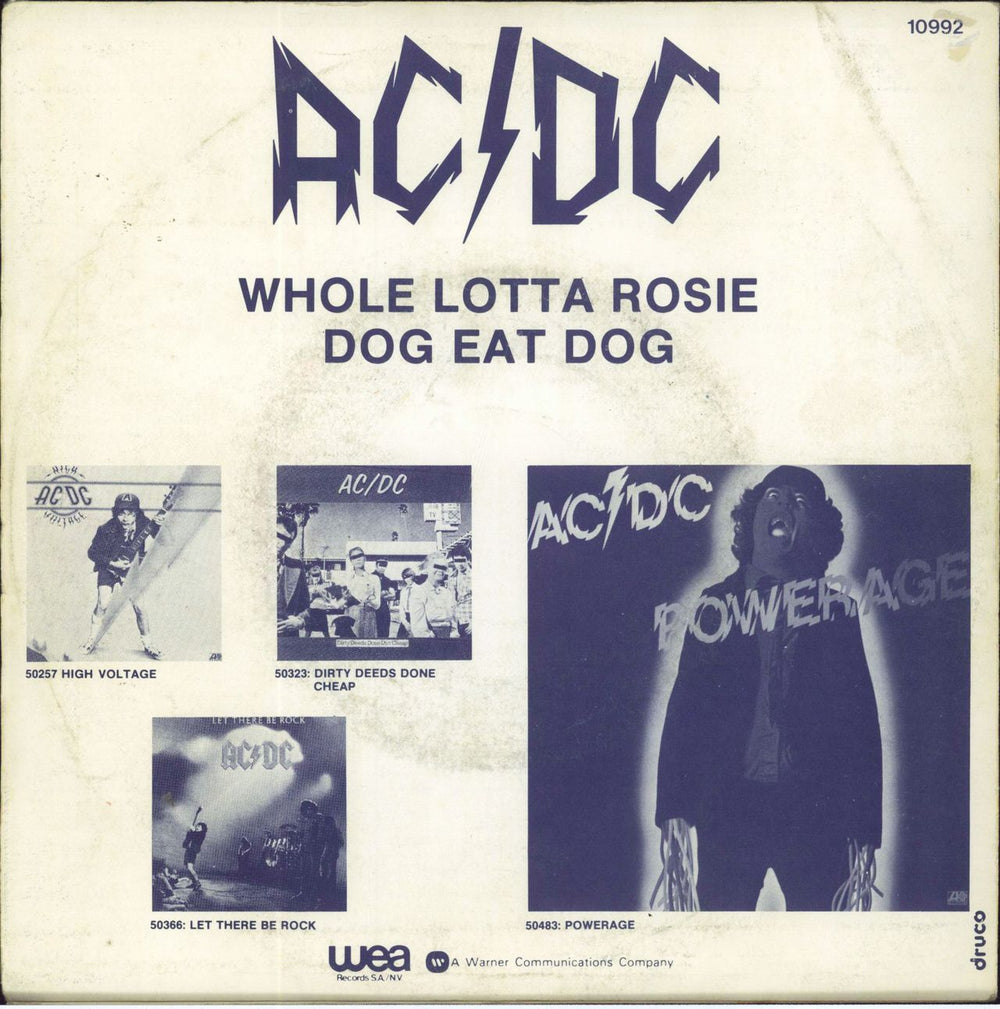 AC/DC Whole Lotta Rosie + p/s Belgian 7" vinyl single (7 inch record / 45)