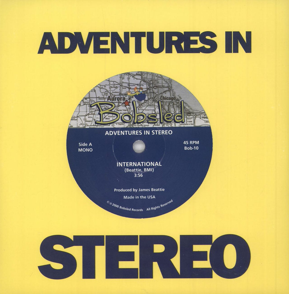 Adventures In Stereo International - White Vinyl US 7" vinyl single (7 inch record / 45) BOB-10