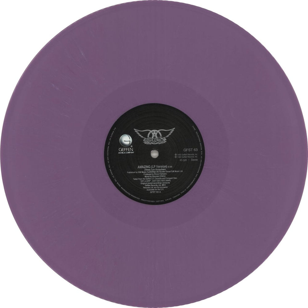 Aerosmith Amazing - Purple Vinyl - EX UK 12" vinyl single (12 inch record / Maxi-single) AER12AM718959