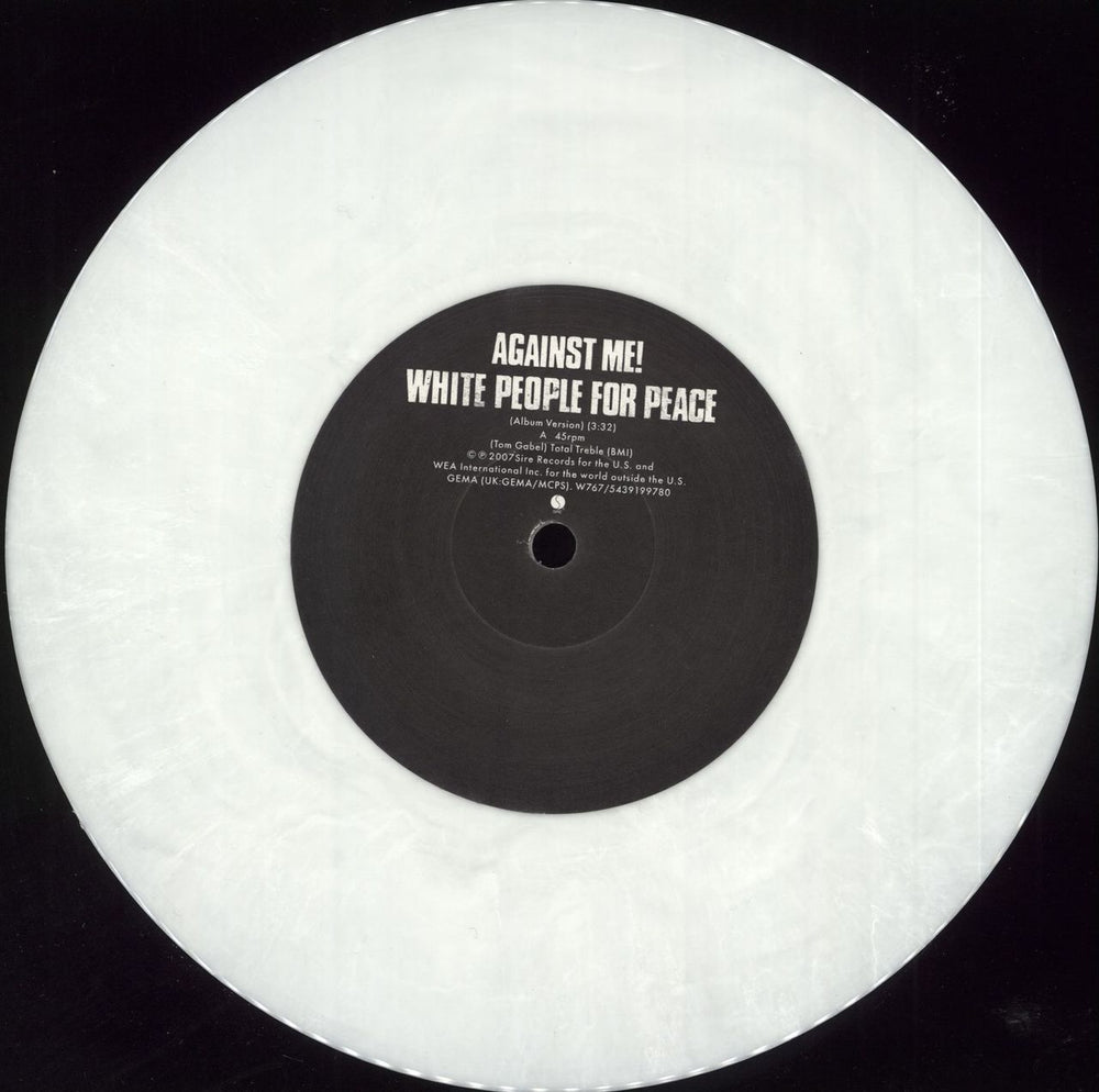 Against Me! White People For Peace - White Vinyl UK 7" vinyl single (7 inch record / 45) AKG07WH717390