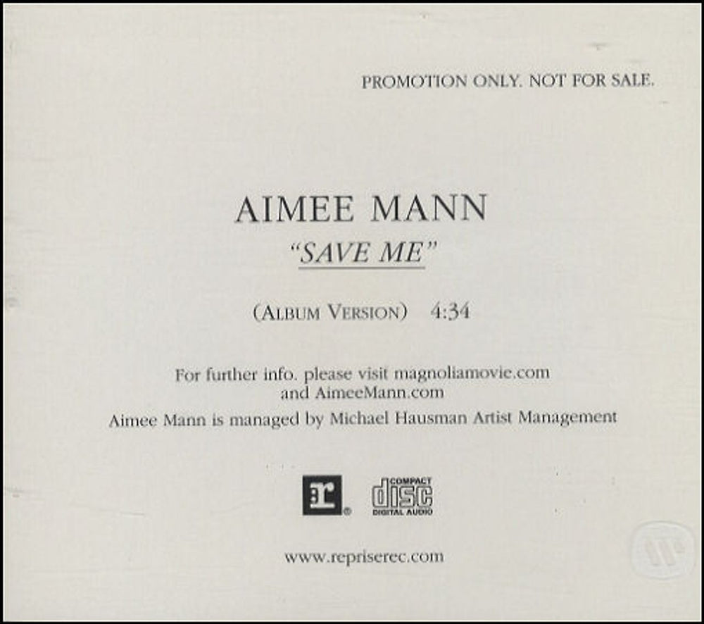 Aimee Mann Save Me US Promo CD single (CD5 / 5") PRO-CD-4261-R