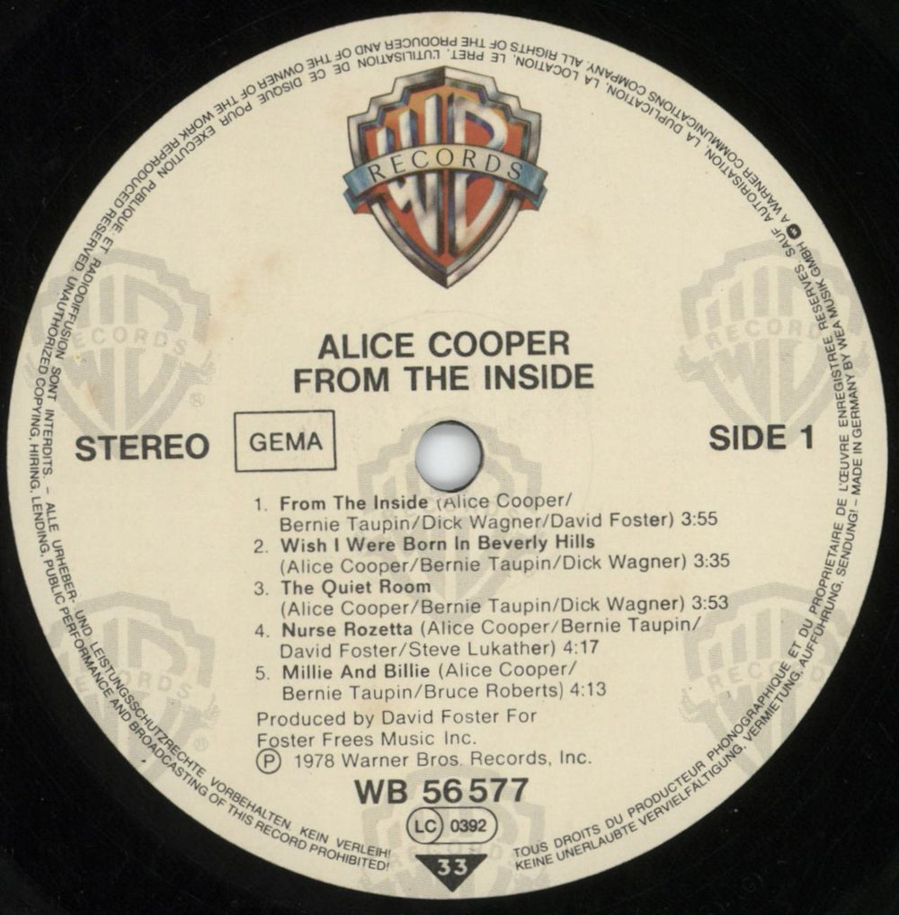 Alice Cooper From The Inside - Stickered German vinyl LP album (LP record) COOLPFR816213