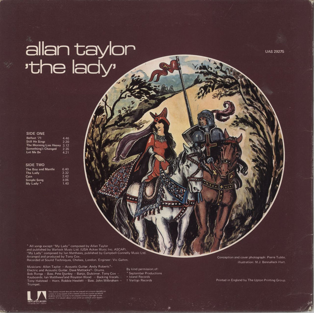 Allan Taylor The Lady - Textured Sleeve UK vinyl LP album (LP record) 6ATLPTH826665