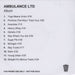 Ambulance Ltd Ambulance Ltd + PR UK Promo CD-R acetate CD-R ACETATE
