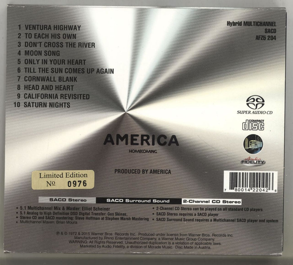 America Homecoming US super audio CD SACD AMRSAHO692984