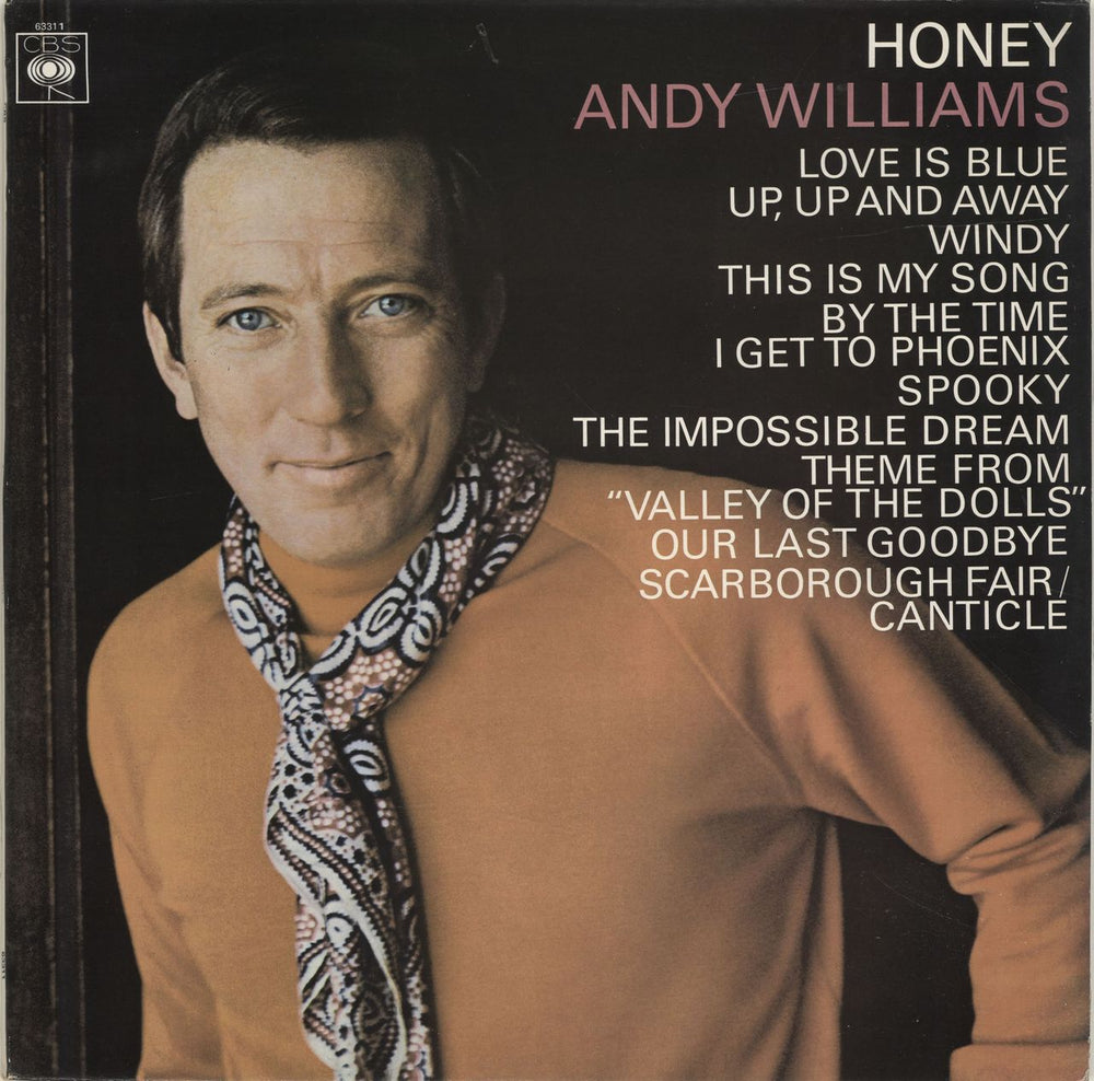 Andy Williams Honey UK vinyl LP album (LP record) 63311