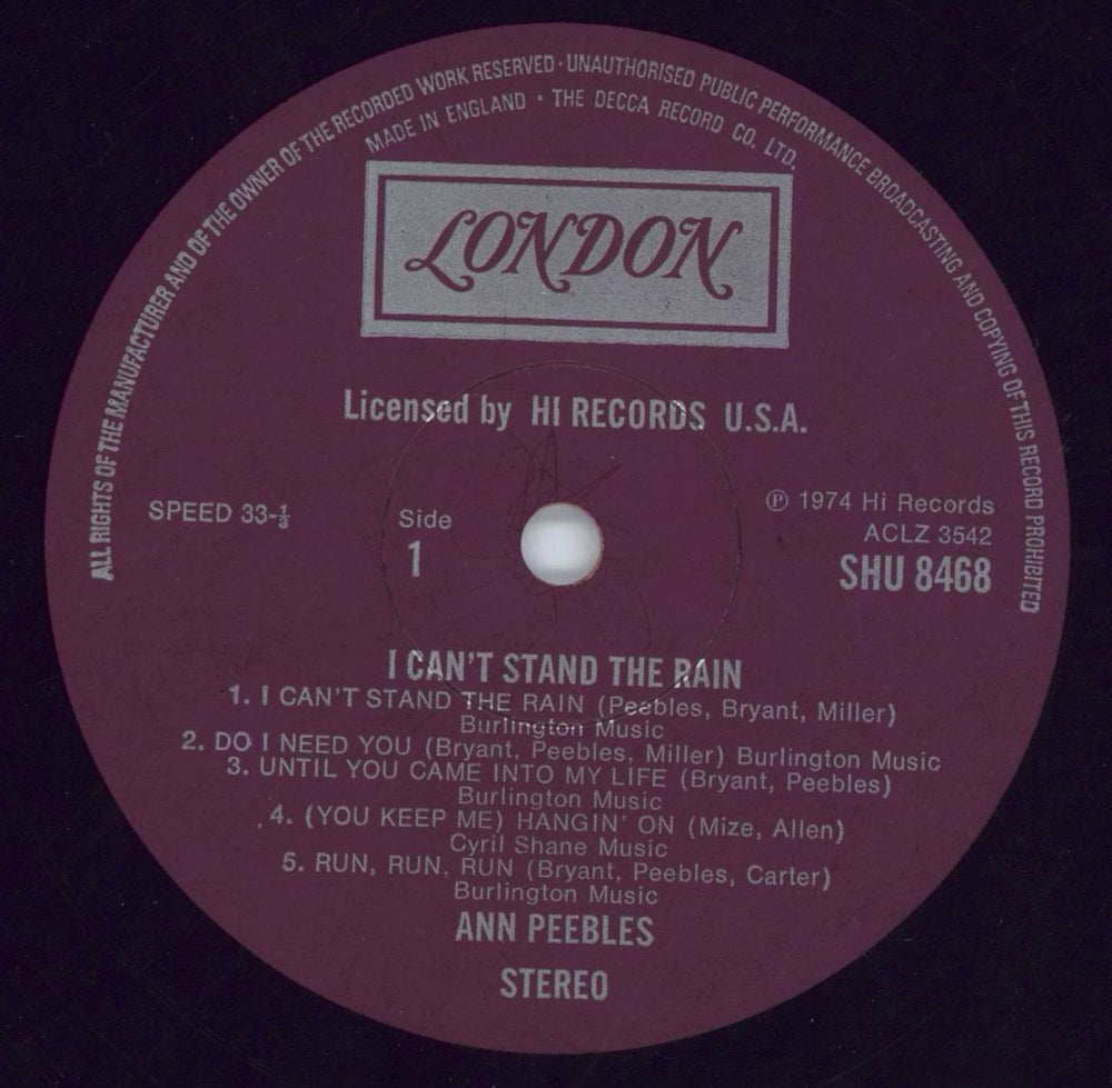 Ann Peebles I Can't Stand The Rain - EX UK vinyl LP album (LP record) AP4LPIC817173