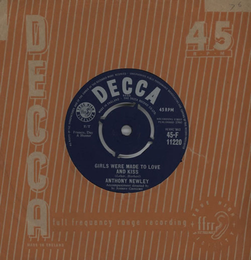 Anthony Newley Girls Were Made To Love And Kiss UK 7" vinyl single (7 inch record / 45) 45-F11220