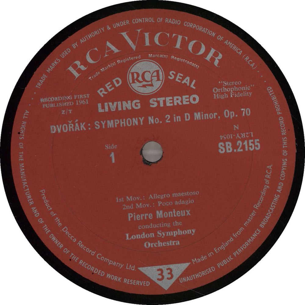 Antonín Dvorák Symphony No.2 in D Minor - 1st UK vinyl LP album (LP record) DDQLPSY700076