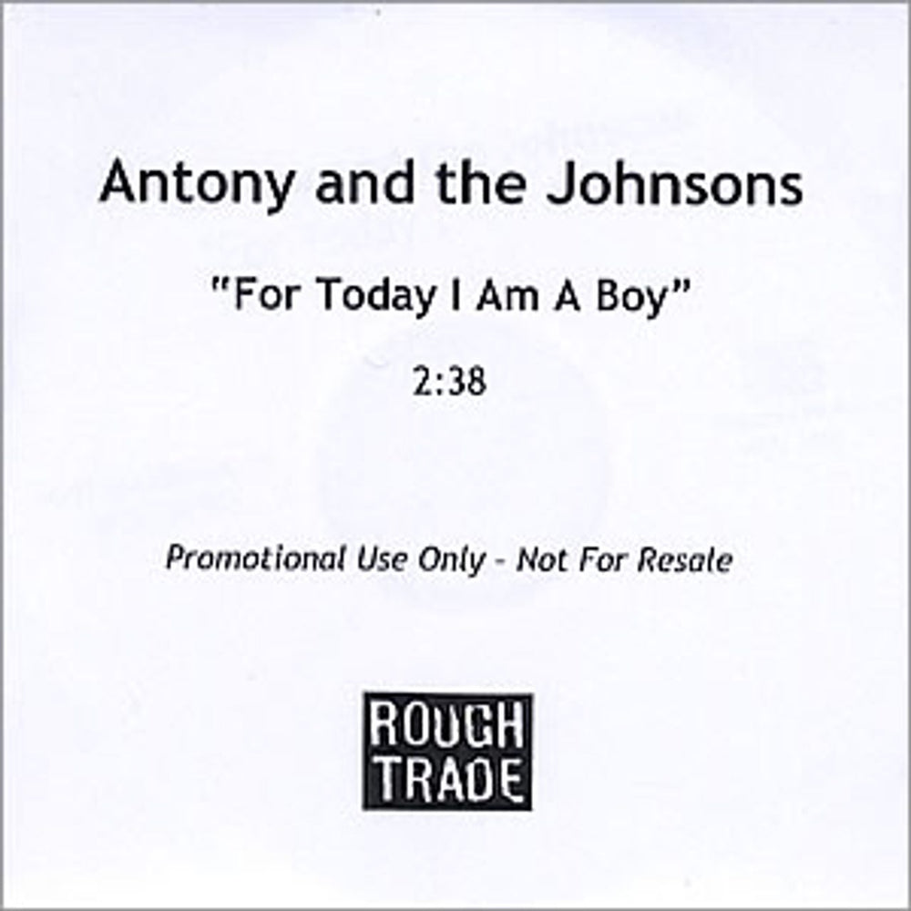 Anohni & The Johnsons For Today I Am A Boy UK Promo CD-R acetate CD-R ACETATE