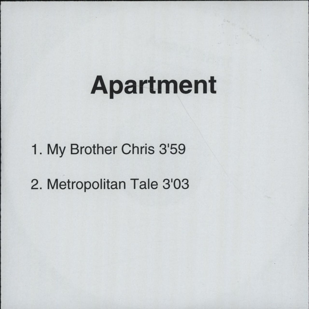 Apartment My Brother Chris UK Promo CD-R acetate CD-R