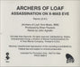 Archers Of Loaf Assassination On X-Mas Eve US Promo CD single (CD5 / 5") PRCD9680-2