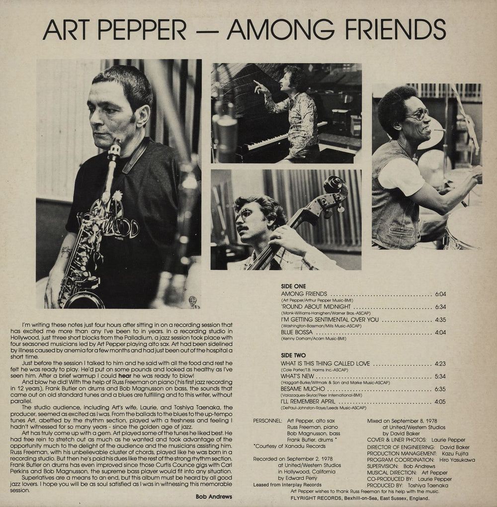 Art Pepper Among Friends UK vinyl LP album (LP record)