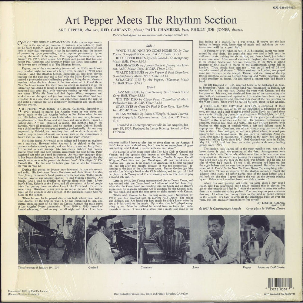 Art Pepper Meets the Rhythm Section - stickered shrink US vinyl LP album (LP record)