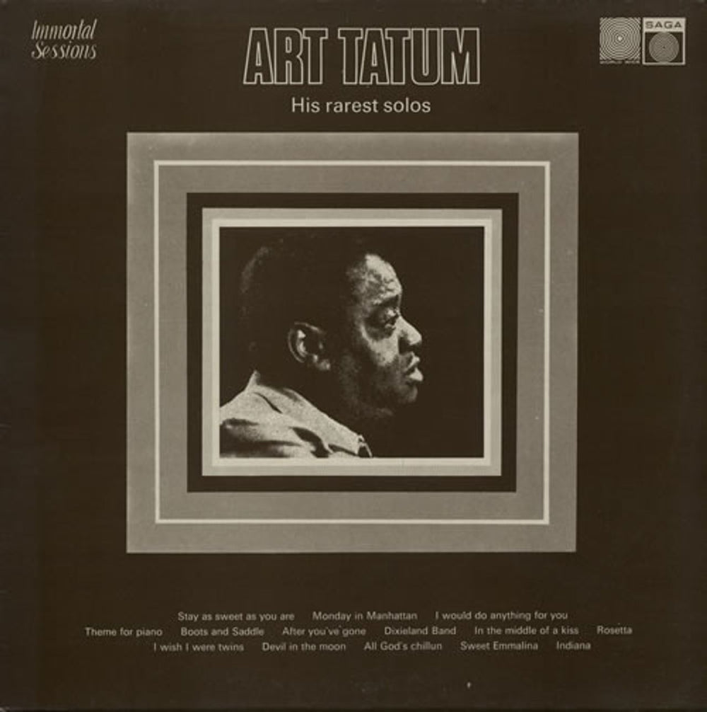 Art Tatum His Rarest Solos UK vinyl LP album (LP record) SAGA6915