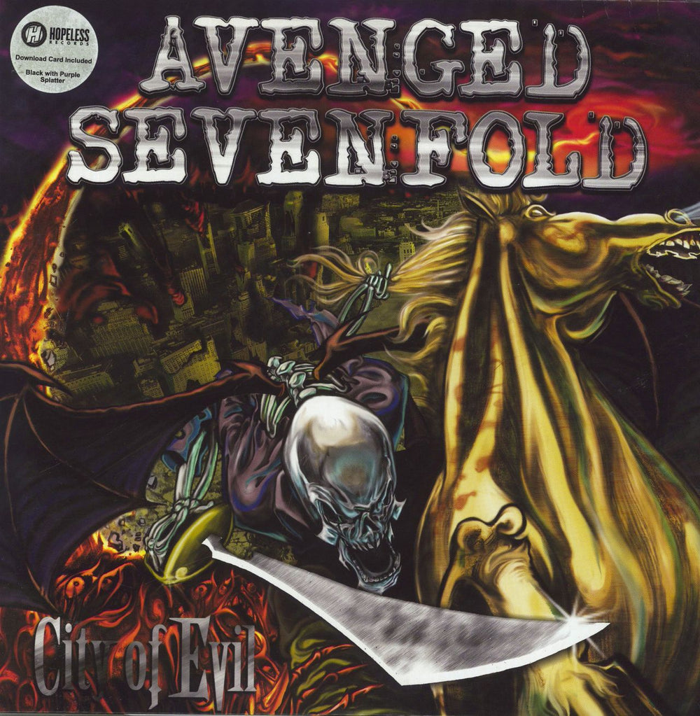 Avenged Sevenfold City Of Evil - Black with Purple Splatter Vinyl US vinyl LP album (LP record) HR682-1