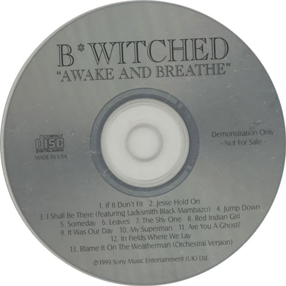 B*Witched Awake And Breathe US Promo CD album (CDLP) AWAKEANDBREATHE