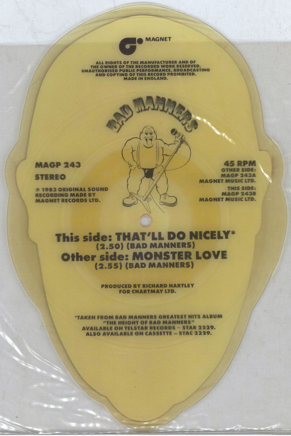 Bad Manners Monster Love - Tea Stain UK shaped picture disc (picture disc vinyl record)