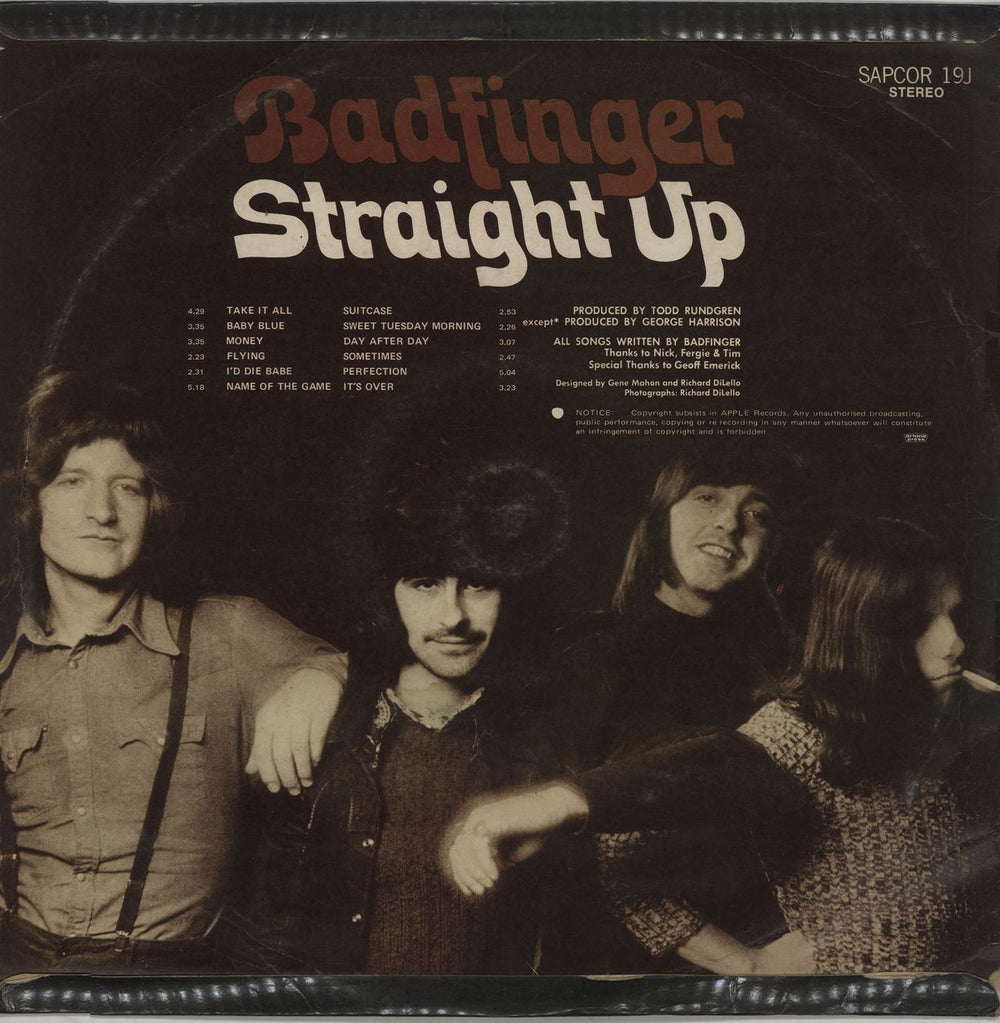 Badfinger Straight Up South African vinyl LP album (LP record)