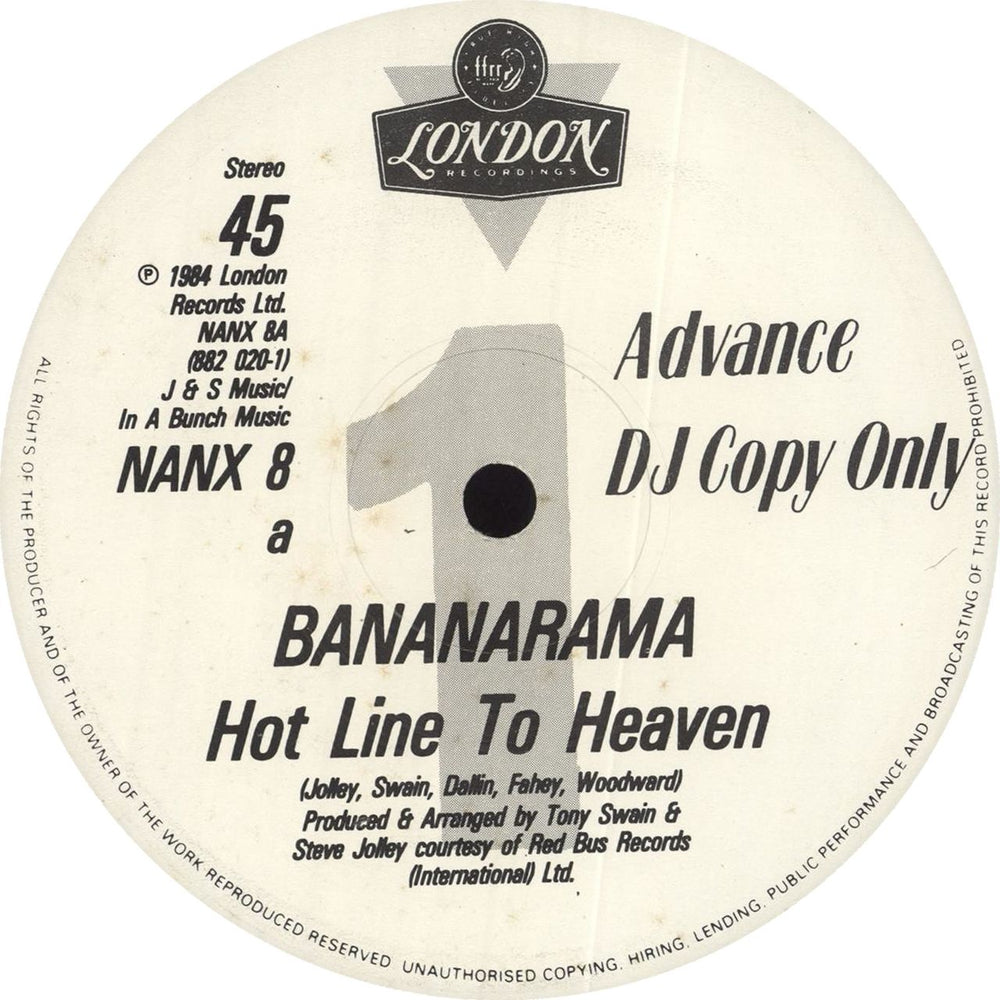 Bananarama Hot Line To Heaven UK Promo 12" vinyl single (12 inch record / Maxi-single) NANX8