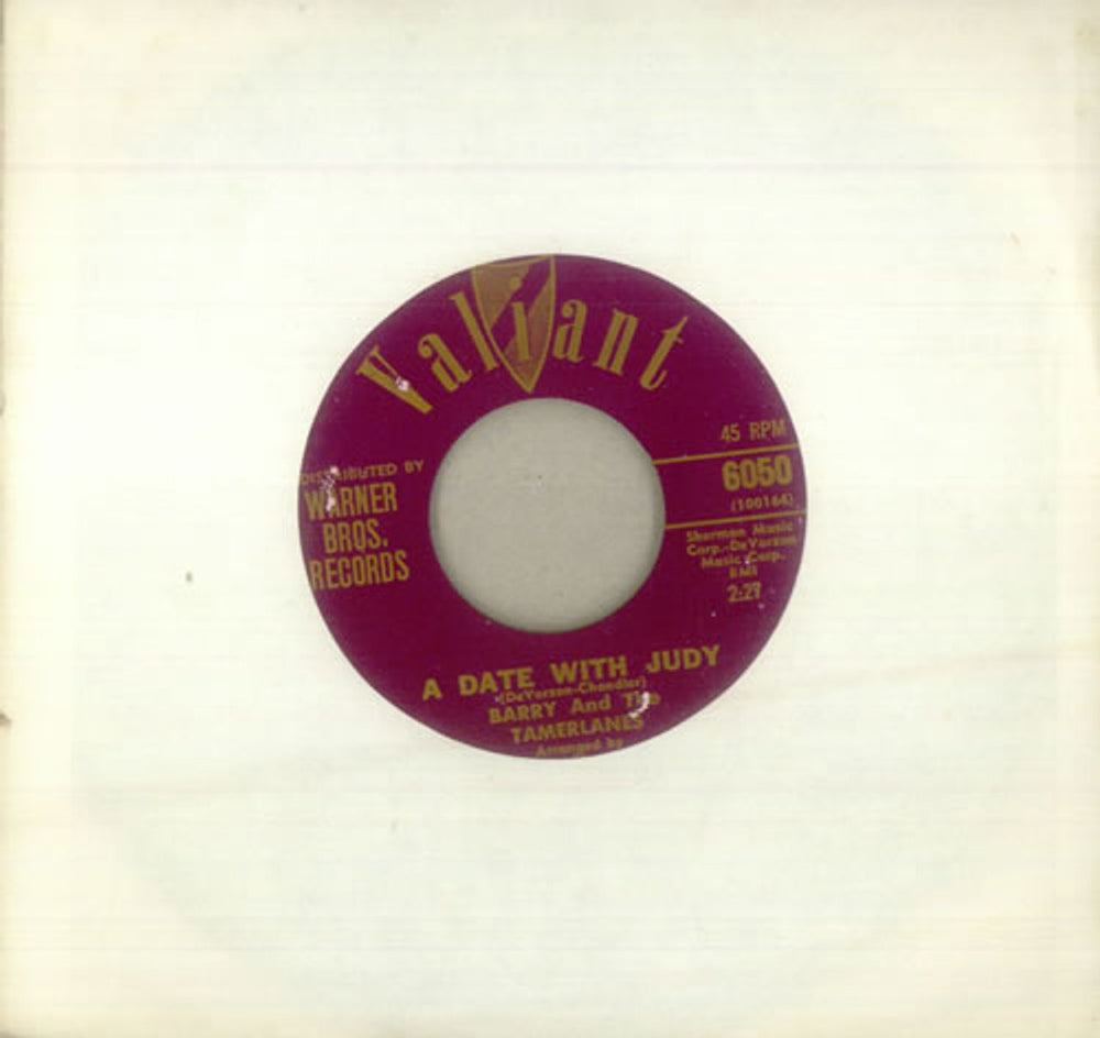 Barry And The Tamerlanes A Date With Judy US 7" vinyl single (7 inch record / 45) 6050