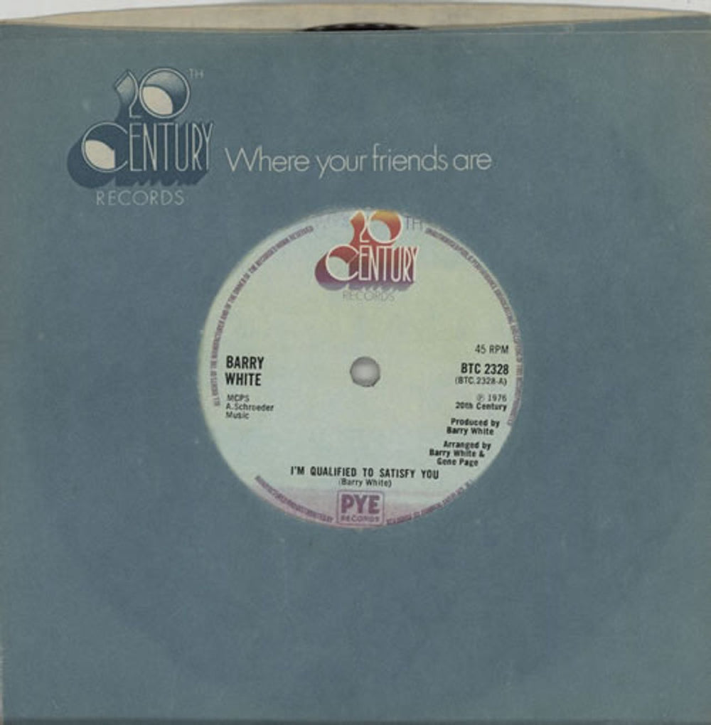 Barry White I'm Qualified To Satisfy You - Solid UK 7" vinyl single (7 inch record / 45) BTC2328