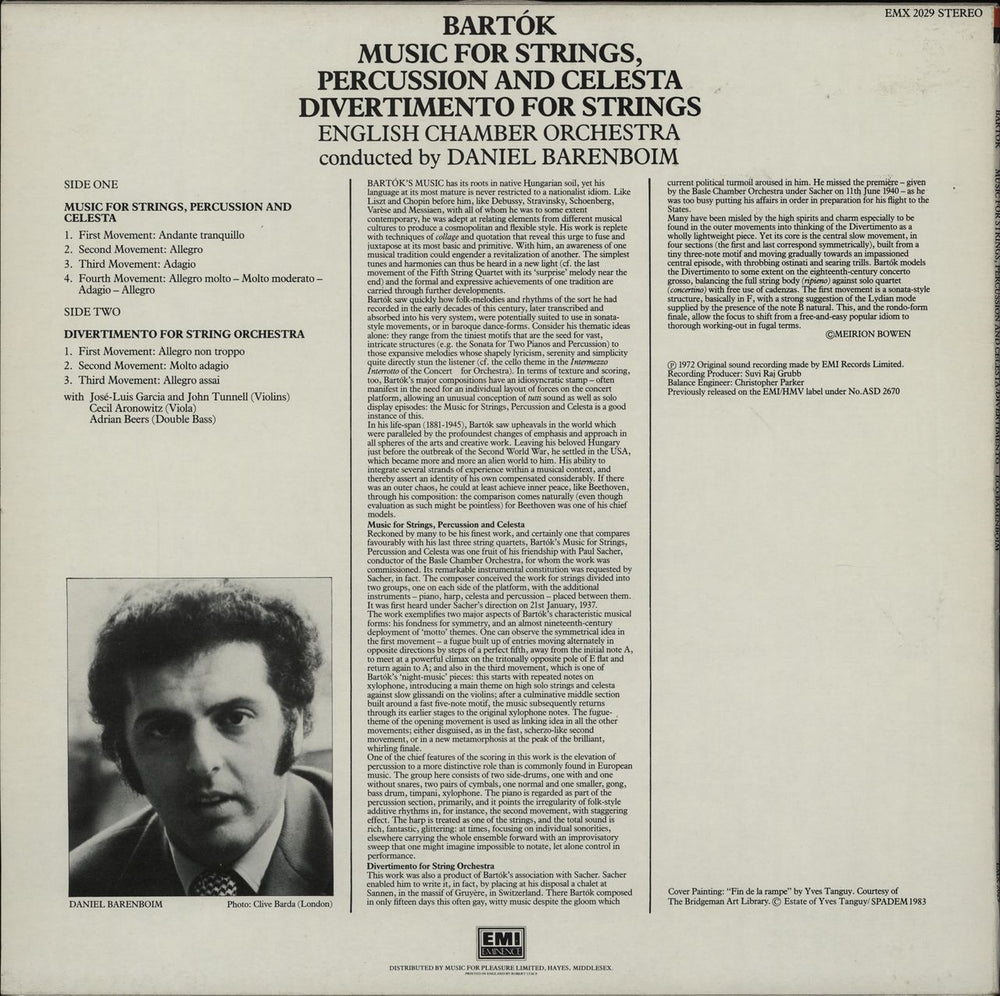 Béla Bartók Bartók: Music For Strings, Percussion And Celesta / Divertimento For Strings UK vinyl LP album (LP record)