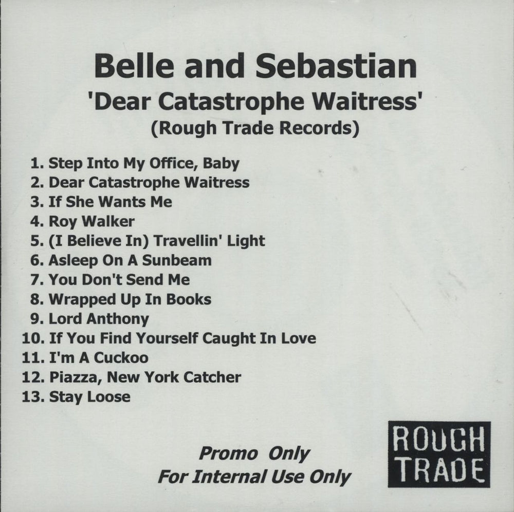 Belle & Sebastian Dear Catastrophe Waitress - 13 Tracks UK Promo CD-R acetate CD-R ACETATE