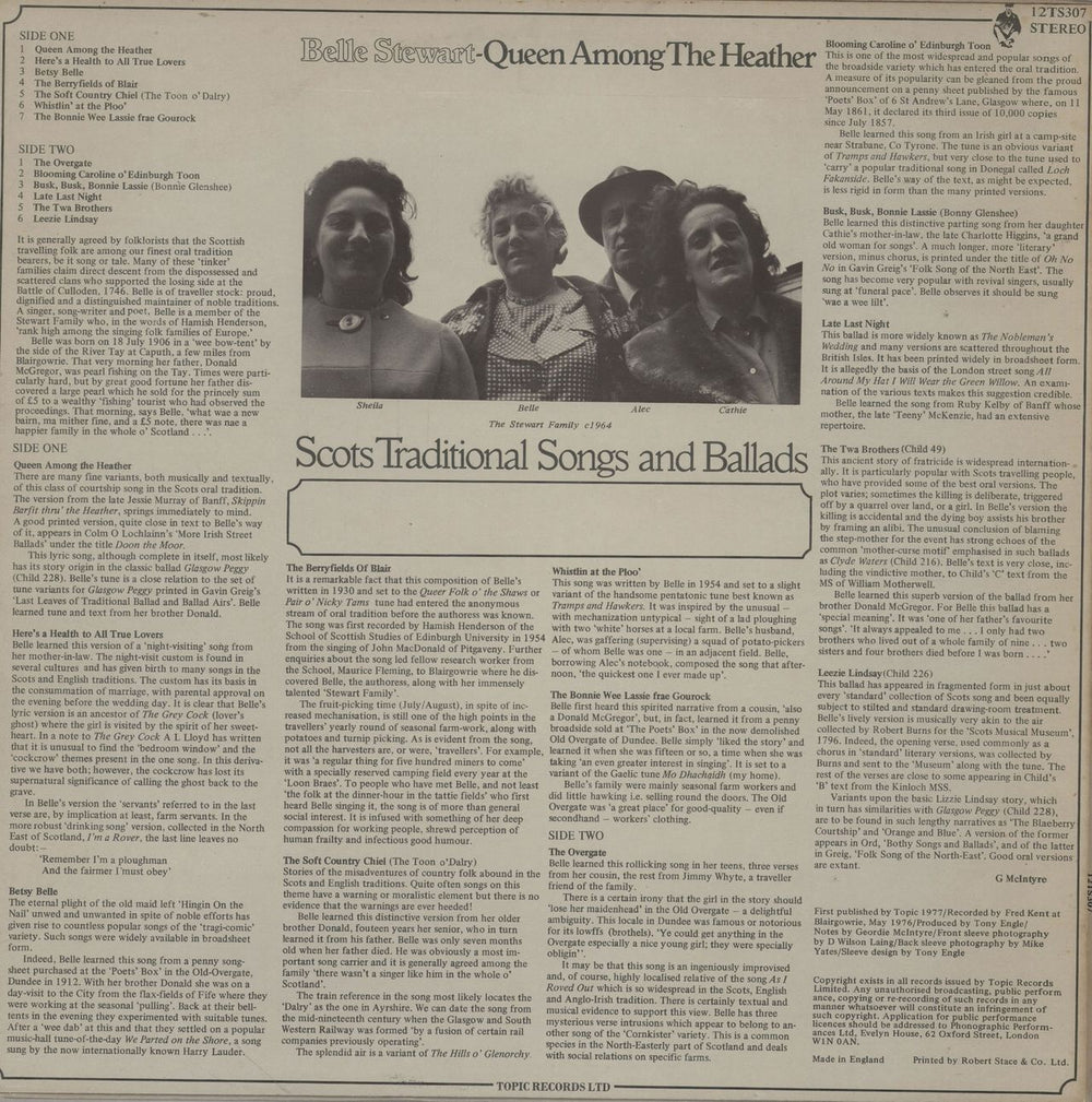 Belle Stewart Queen Among The Heather UK vinyl LP album (LP record)