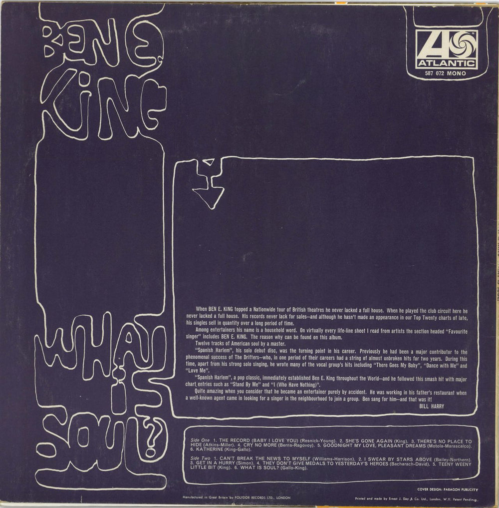 Ben E. King What Is Soul? - Mono UK vinyl LP album (LP record)