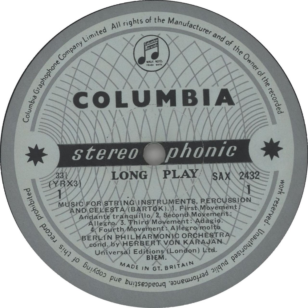 Berliner Philharmoniker Bartók: Music For Strings, Percussion And Celesta / Hindemith: Mathis Der Maler UK vinyl LP album (LP record) F34LPBA657909