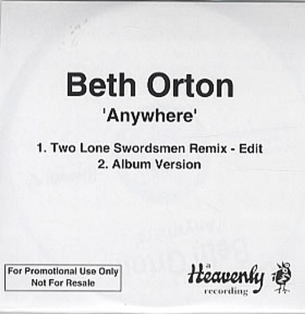 Beth Orton Anywhere UK Promo CD-R acetate CD ACETATE