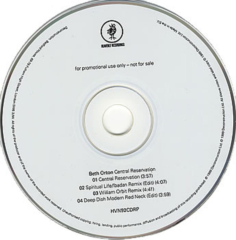 Beth Orton Central Reservation UK Promo CD single (CD5 / 5") HVN92CDRP