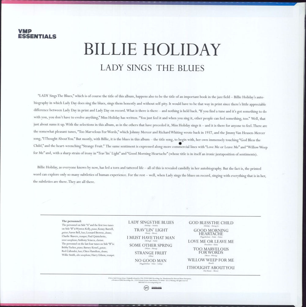 Billie Holiday Lady Sings The Blues - 180gm Trav'lin Light Blue Vinyl US vinyl LP album (LP record) B/HLPLA820931