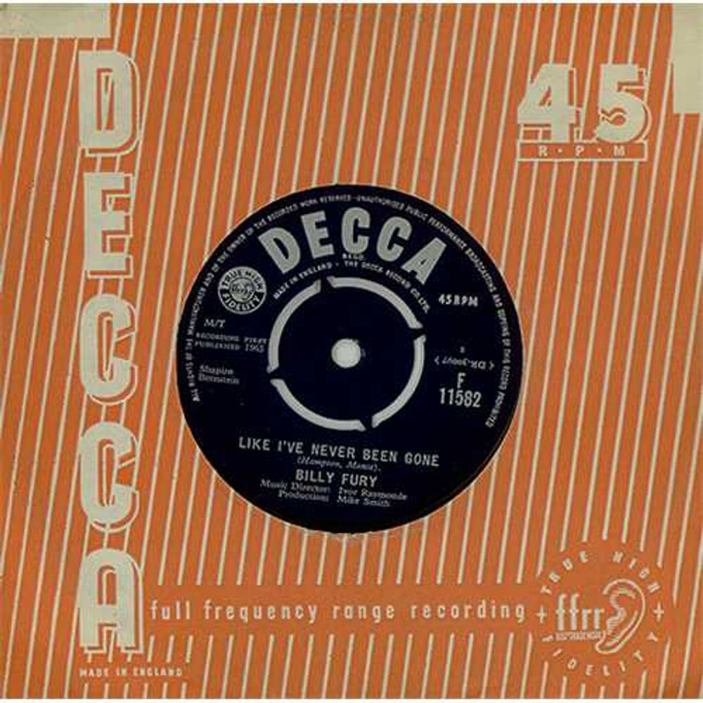 Billy Fury Like I've Never Been Gone - 2nd UK 7" vinyl single (7 inch record / 45) F11582