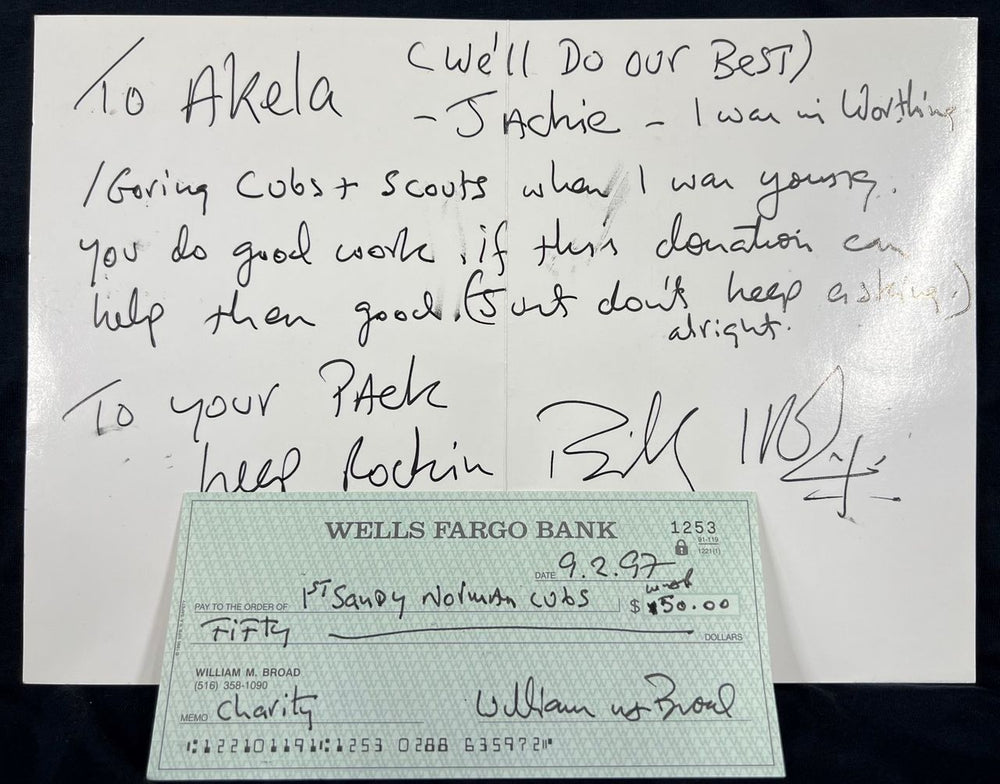 Billy Idol Handwritten Signed Card & Bank Cheque - Autographed UK memorabilia