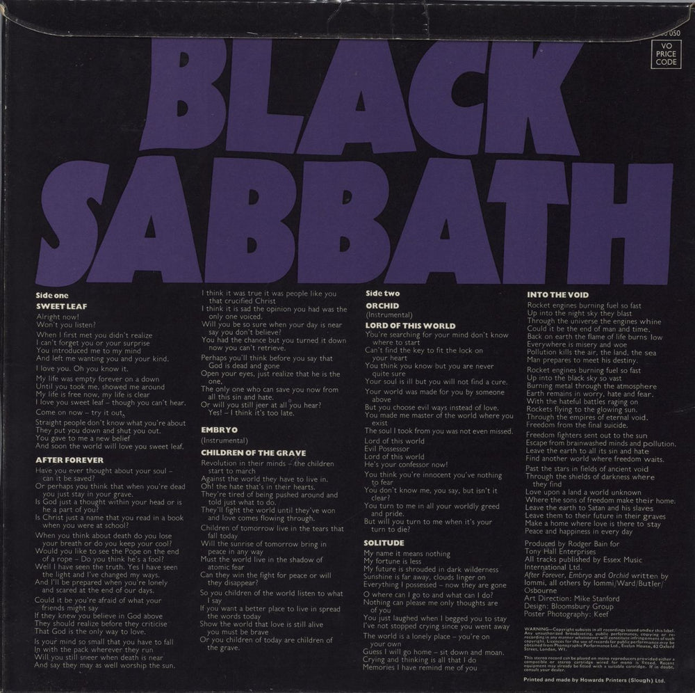 Black Sabbath Master Of Reality - 1st EX + VG Poster UK vinyl LP album (LP record)