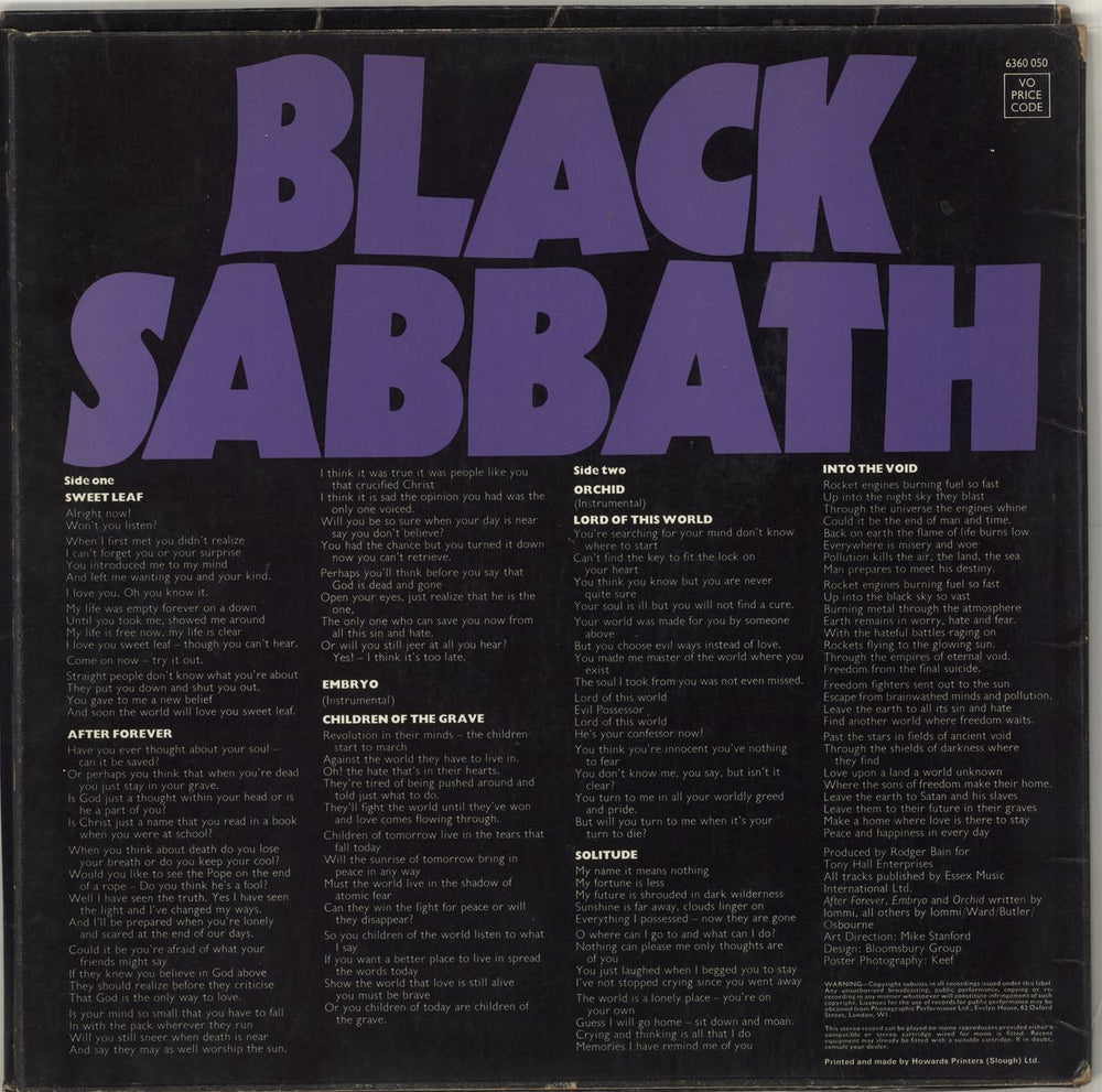 Black Sabbath Master Of Reality - 2nd - VG UK vinyl LP album (LP record) BLKLPMA713665