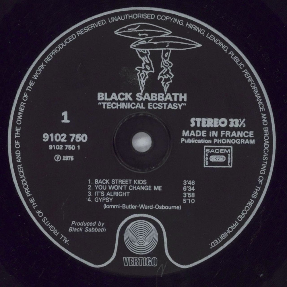 Black Sabbath Technical Ecstasy French vinyl LP album (LP record) BLKLPTE825733